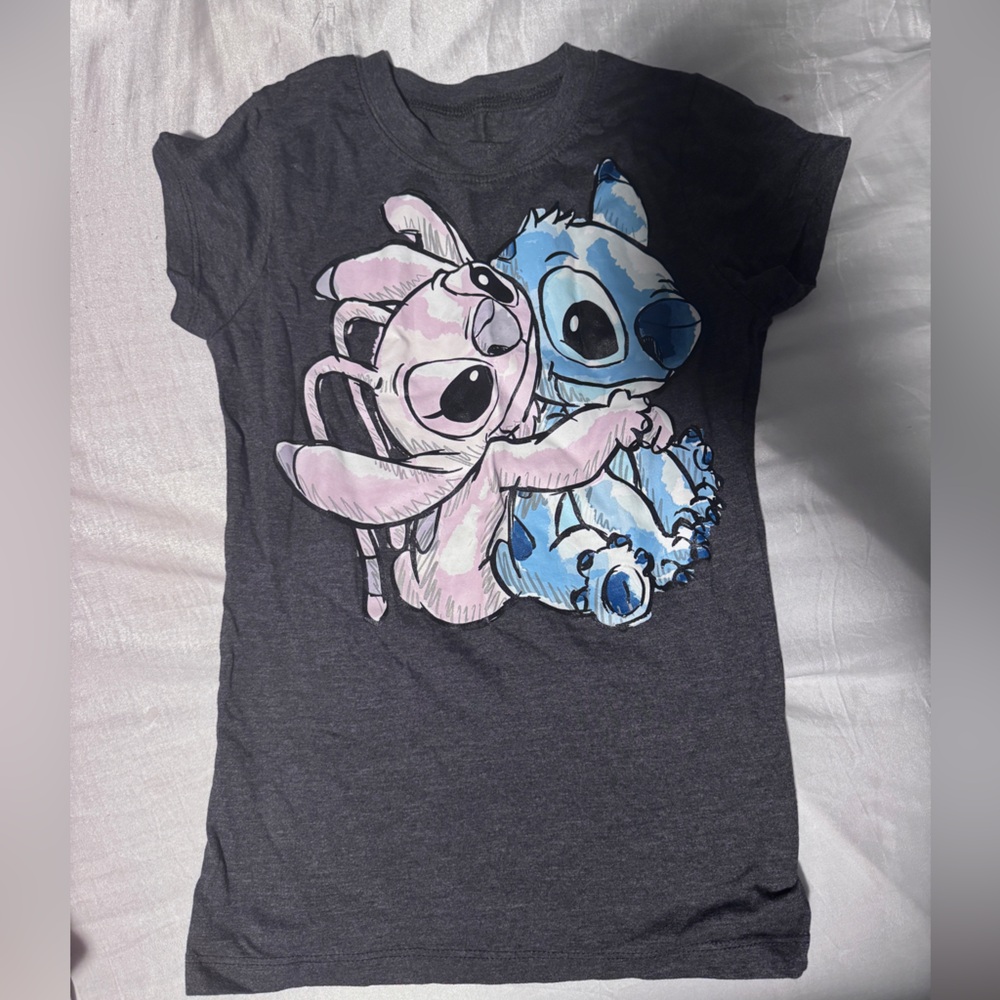 Kids Disney Gray and Pink Stitch Short Sleeve Tee